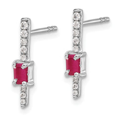 14k White Gold Diamond and Ruby Fancy Earrings - 2