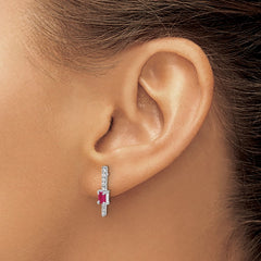 14k White Gold Diamond and Ruby Fancy Earrings - 2