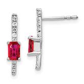 14k White Gold Diamond and Ruby Fancy Earrings - 2