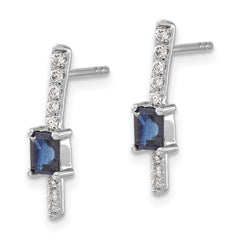 14k White Gold Diamond and Sapphire Fancy Earrings - 5