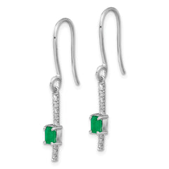 14k White Gold Diamond and Emerald Fancy Earrings