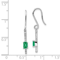 14k White Gold Diamond and Emerald Fancy Earrings