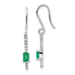14k White Gold Diamond and Emerald Fancy Earrings