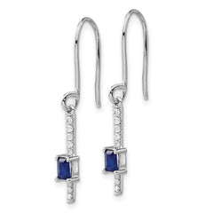 14k White Gold Diamond and Sapphire Fancy Earrings - 2
