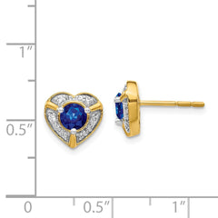 14k Diamond and Sapphire Fancy Heart Earrings