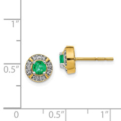 14k Diamond and Emerald Fancy Halo Earrings