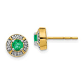 14k Diamond and Emerald Fancy Halo Earrings