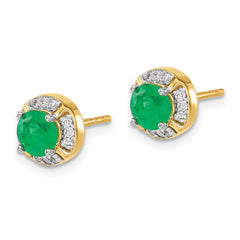 14k Diamond and Emerald Fancy Halo Earrings - 2