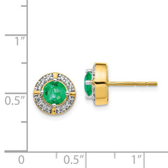 14k Diamond and Emerald Fancy Halo Earrings - 2