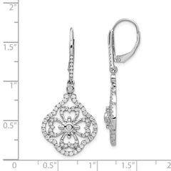 14k White Gold Diamond Fancy Leverback Earrings - 2