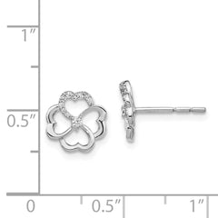 14k White Gold Diamond Fancy Clover Earrings
