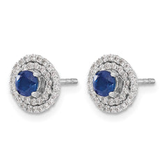 14k White Gold Diamond and Sapphire Stud w/ Jacket Earrings