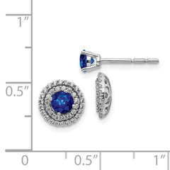 14k White Gold Diamond and Sapphire Stud w/ Jacket Earrings