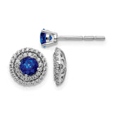 14k White Gold Diamond and Sapphire Stud w/ Jacket Earrings