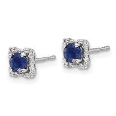 14k White Gold Diamond and Sapphire Stud w/Jacket Earrings - 2