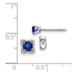 14k White Gold Diamond and Sapphire Stud w/Jacket Earrings - 2