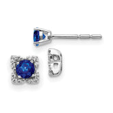 14k White Gold Diamond and Sapphire Stud w/Jacket Earrings - 2