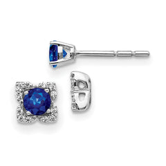 14k White Gold Diamond and Sapphire Stud w/Jacket Earrings - 2