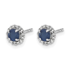 14k White Gold Diamond and Sapphire Stud w/Jacket Earrings