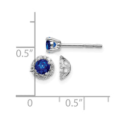 14k White Gold Diamond and Sapphire Stud w/Jacket Earrings