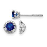 14k White Gold Diamond and Sapphire Stud w/Jacket Earrings