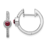 14k White Gold Diamond and Cabochon Garnet Earrings