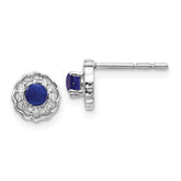 14k White Gold Diamond and Cabochon Sapphire Earrings