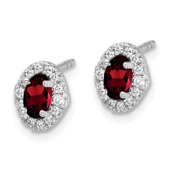 14k White Gold Diamond and Cabochon Garnet Earrings - 2