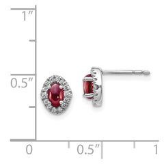 14k White Gold Diamond and Cabochon Garnet Earrings - 2
