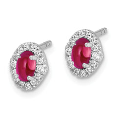 14k White Gold Diamond and Cabochon Ruby Earrings - 2
