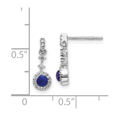 14k White Gold Diamond and Cabochon Sapphire Earrings - 2
