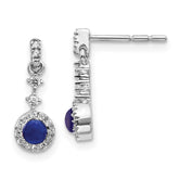 14k White Gold Diamond and Cabochon Sapphire Earrings - 2