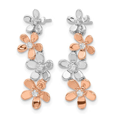 14k Rose and White Gold Diamond Earrings - 2