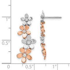 14k Rose and White Gold Diamond Earrings - 2
