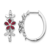 14k White Gold Diamond and Ruby Earrings - 2