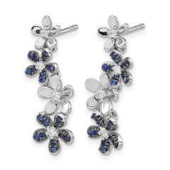 14k White Gold Diamond and Sapphire Earrings - 5