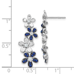 14k White Gold Diamond and Sapphire Earrings - 5