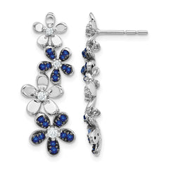 14k White Gold Diamond and Sapphire Earrings - 5