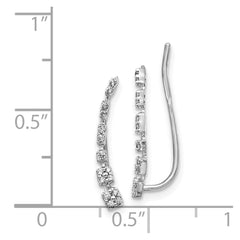 14k White Gold Diamond Graduated Ear Climber Earrings