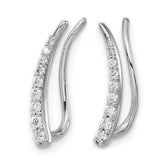 14k White Gold Diamond Ear Climber Earrings - 2
