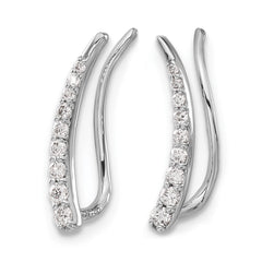 14k White Gold Diamond Ear Climber Earrings - 2