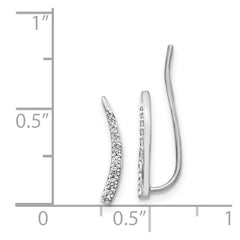 14k White Gold Diamond Ear Climber Earrings - 2