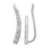 14k White Gold Diamond Ear Climber Earrings - 2