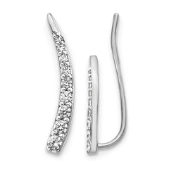 14k White Gold Diamond Ear Climber Earrings - 2