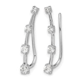 14k White Gold Diamond Graduated 4-stone Ear Climber Earrings