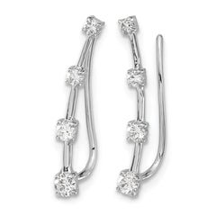 14k White Gold Diamond Graduated 4-stone Ear Climber Earrings