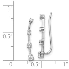 14k White Gold Diamond Graduated 4-stone Ear Climber Earrings