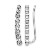 14k White Gold Diamond Graduated Ear Climber Earrings - 2
