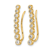 14k Diamond Graduated Ear Climber Earrings