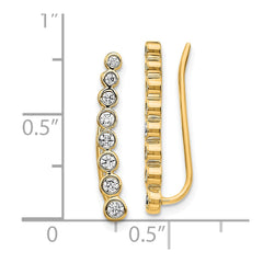 14k Diamond Graduated Ear Climber Earrings